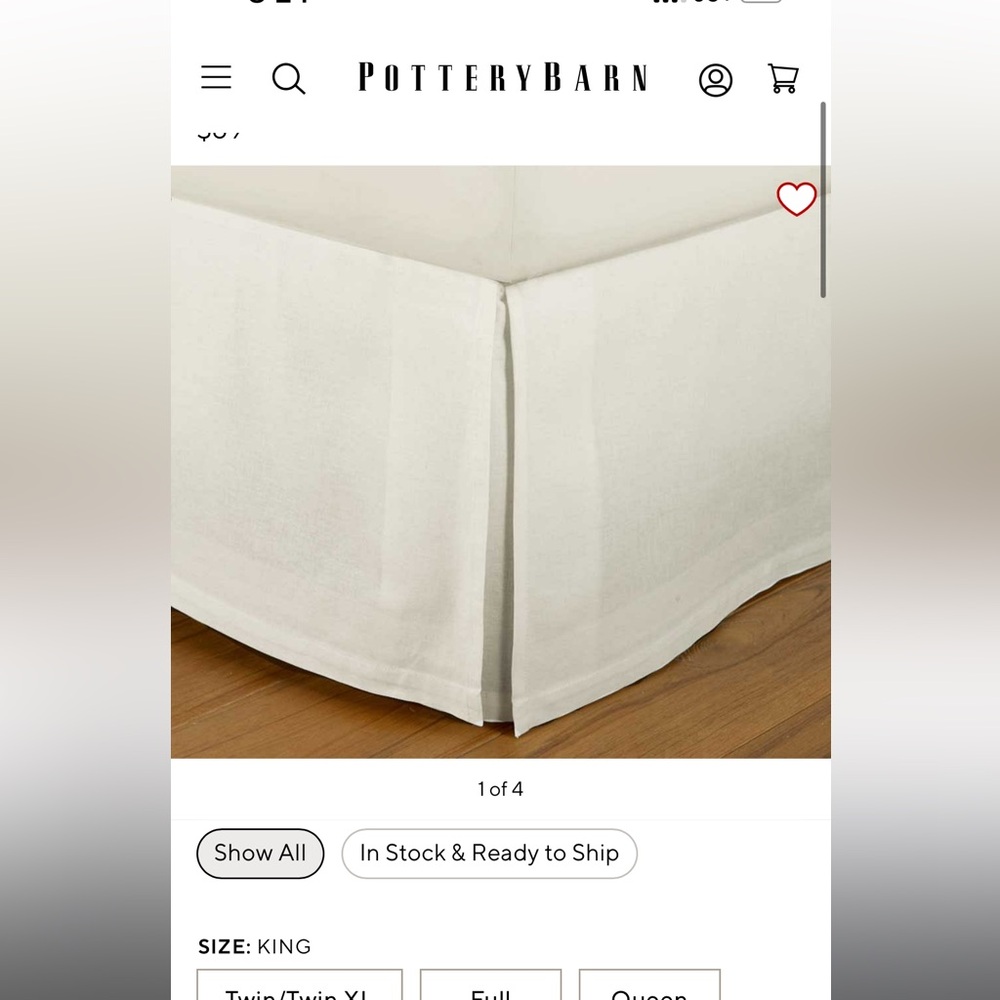 Pottery barn linen king bed skirt